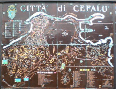 Cefal&ugrave; Tiled Welcome Sign.